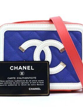 CHANEL CC Filigree Mini Crossbody Shoulder Bag Orange/Blue/Pink